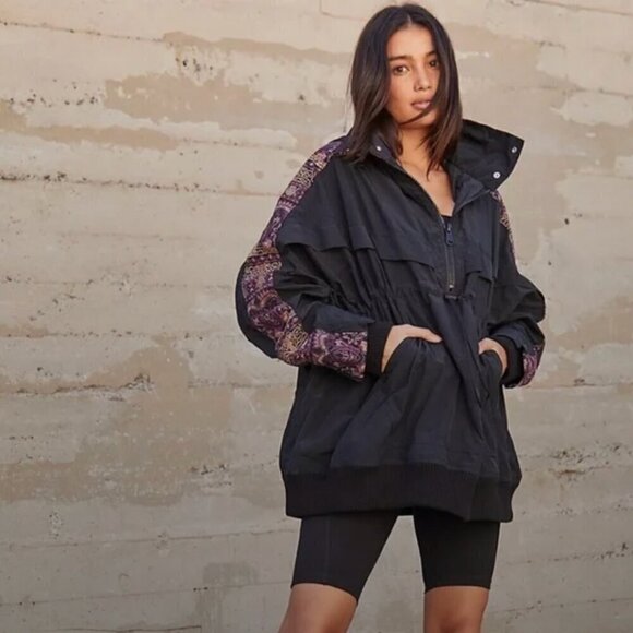 NWT Free People Movement She Fly Jacket Black Embroidered Sz XS